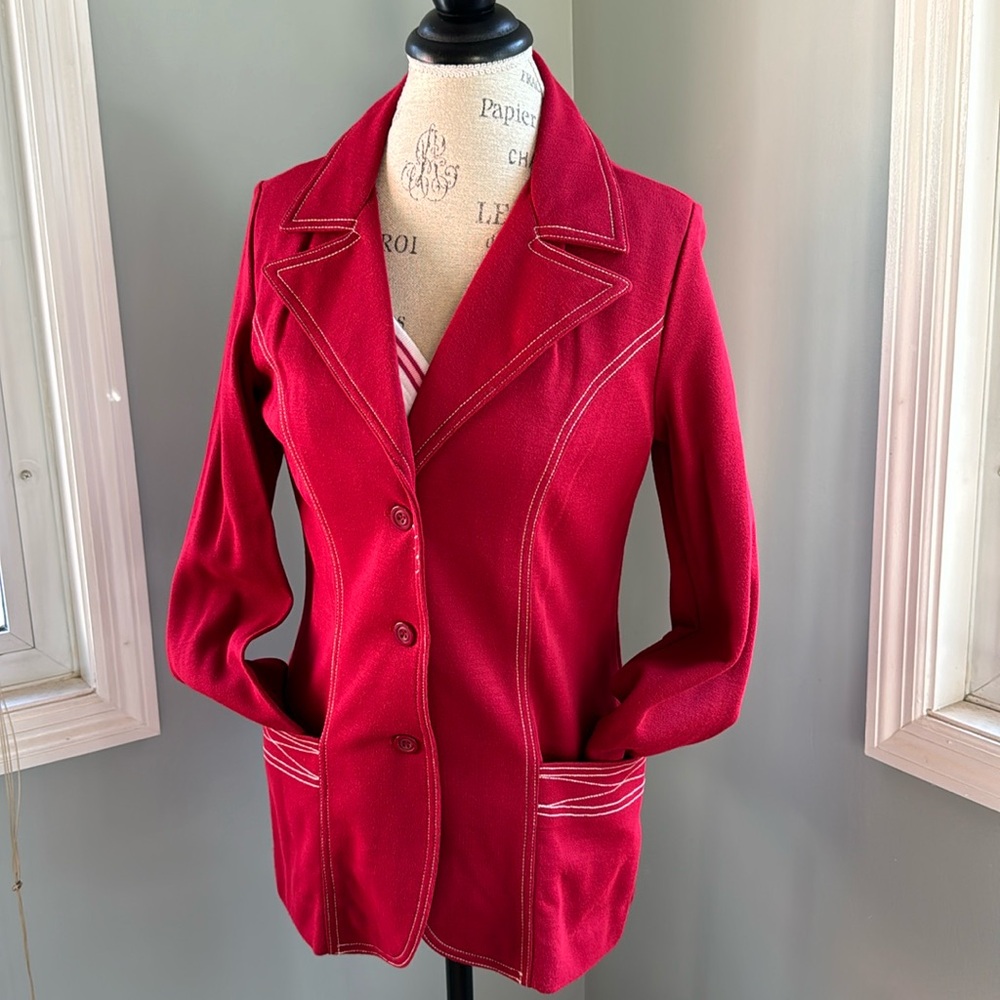 Vintage Cos Cob red western style‎ blazer or jacket EVC  size M
